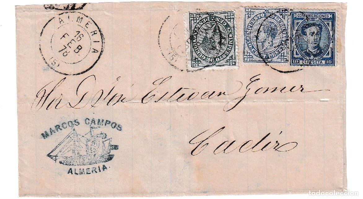 Sellos: 1878. Frontal de Almer&iacute;a a C&aacute;diz