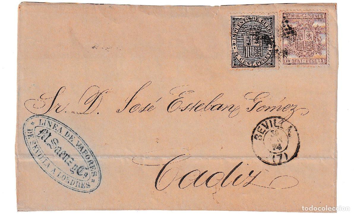 Sellos: 1874. Frontal de Sevilla a C&aacute;diz