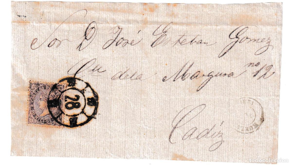 Sellos: 1868. Frontal de Huelva a C&aacute;diz