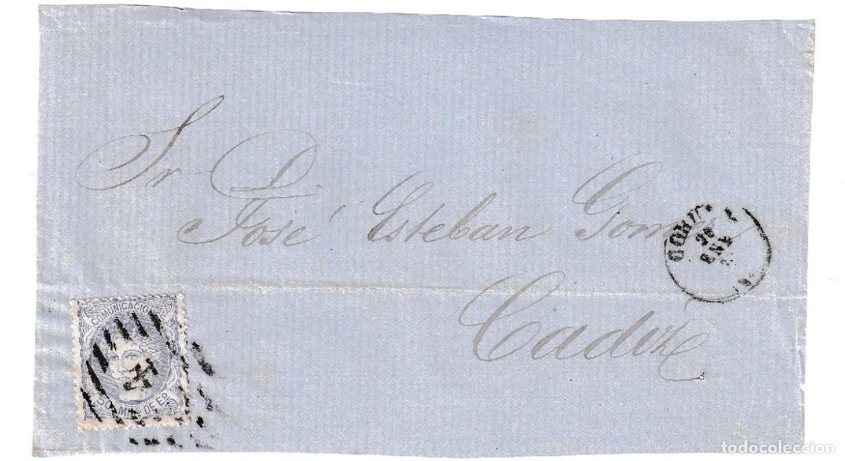 Sellos: 1870. Envuelta de Coru&ntilde;a a C&aacute;diz
