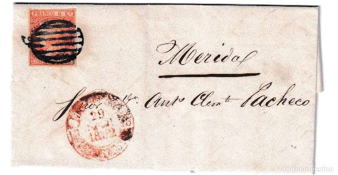 Sellos: 1852. Carta de Llerena a M&eacute;rida