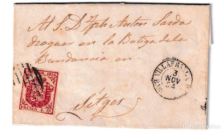 Sellos: 1854. Envuelta de Vilafranca a Sitges