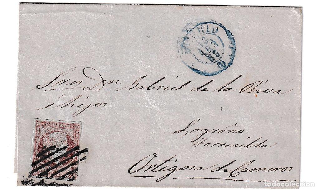 Sellos: 1855. Envuelta de Madrid a Ortigosa de Cameros