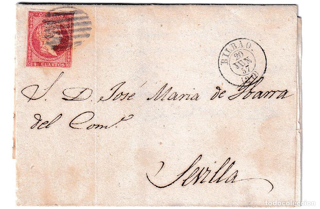 Sellos: 1857. Carta de Bilbao a Sevilla