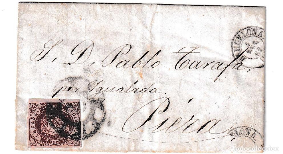 Sellos: 1863. Carta de Barcelona a Piera