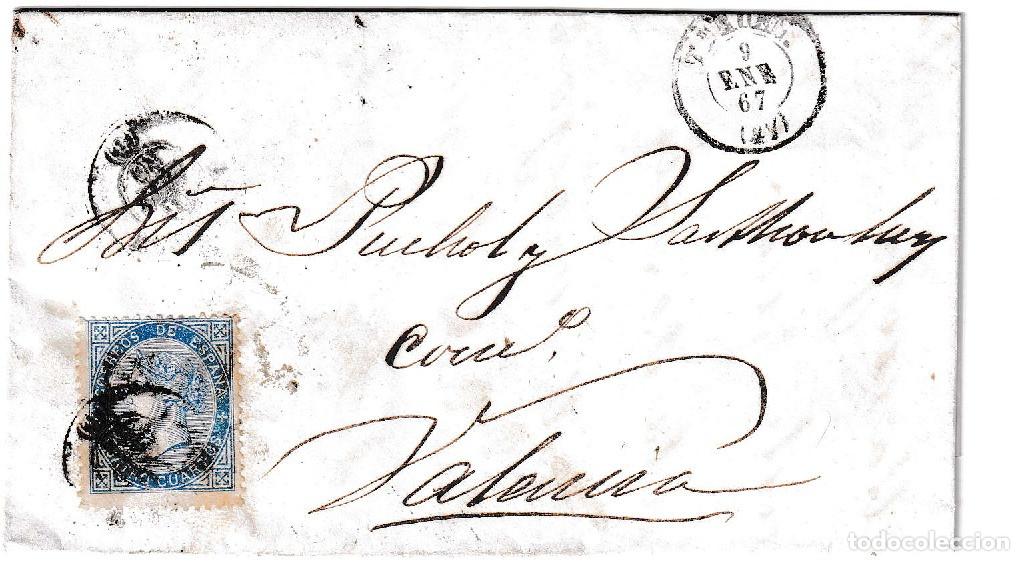 Sellos: 1867. Envuelta de Teruel a Valencia