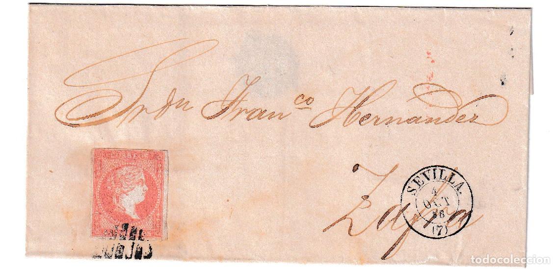 Sellos: 1858. Envuelta de Sevilla a Zafra