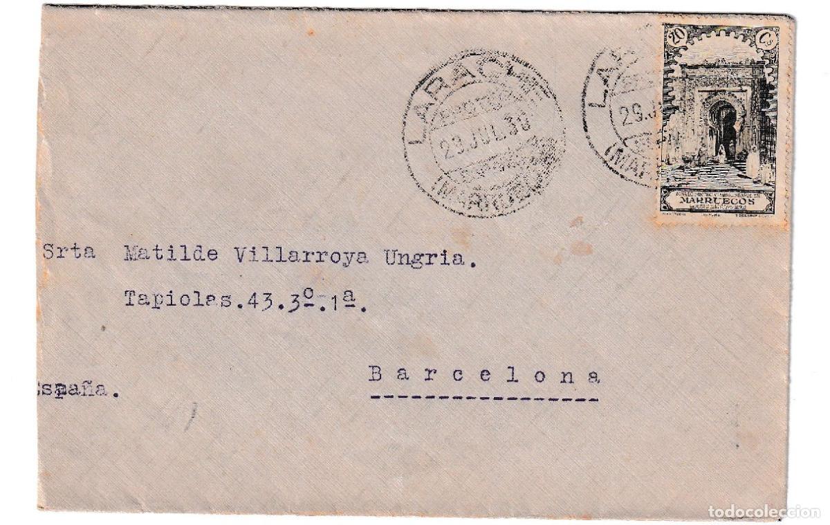 Sellos: 1938. Carta de Larache a Barcelona