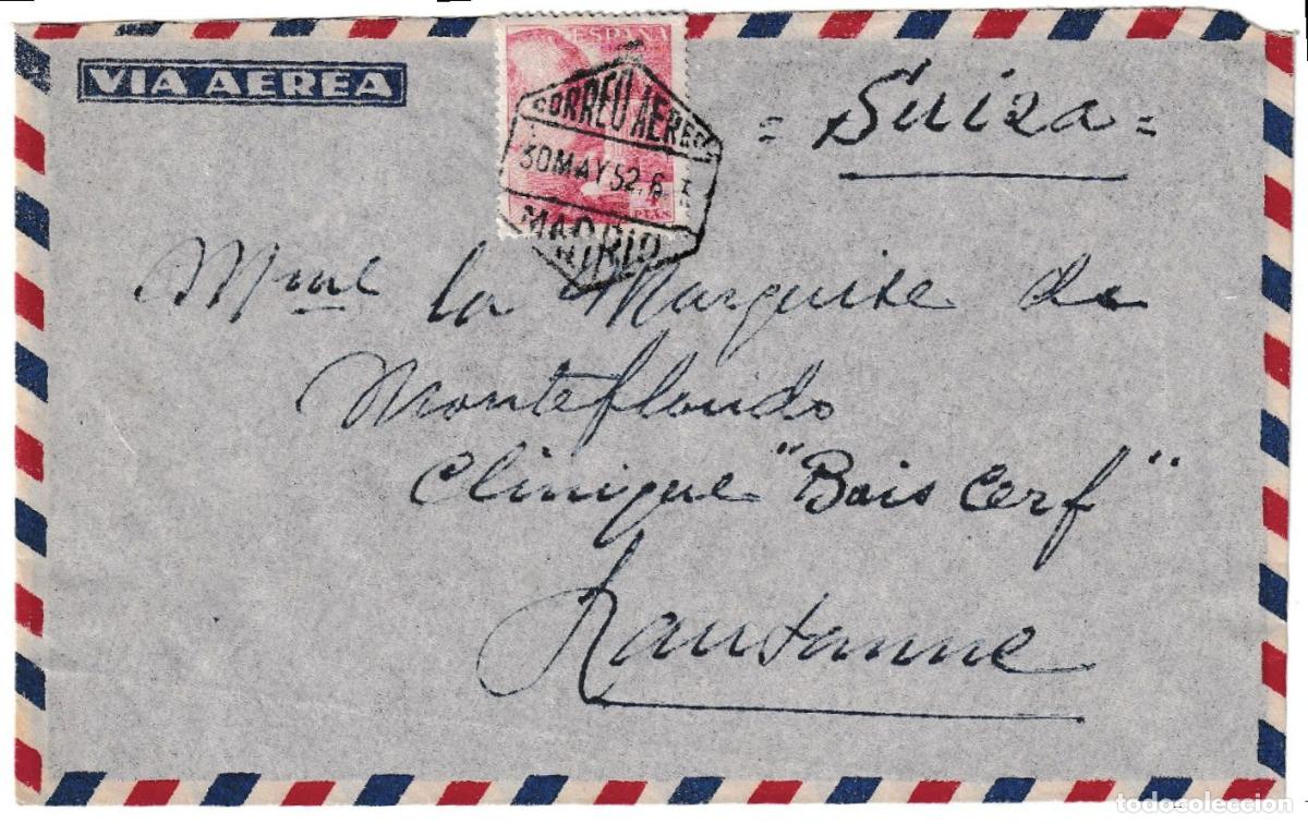 Sellos: 1952. Correo a&eacute;reo de Madrid a Suiza