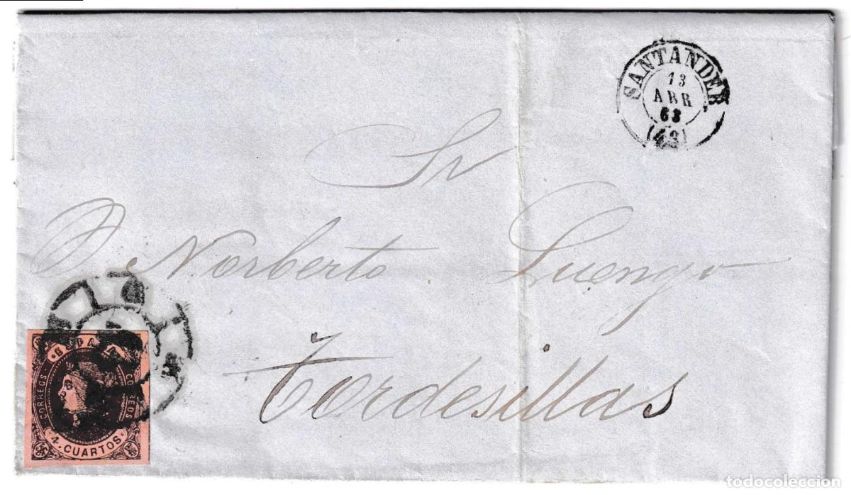 Sellos: 1863. Carta de Santander a Tordesillas