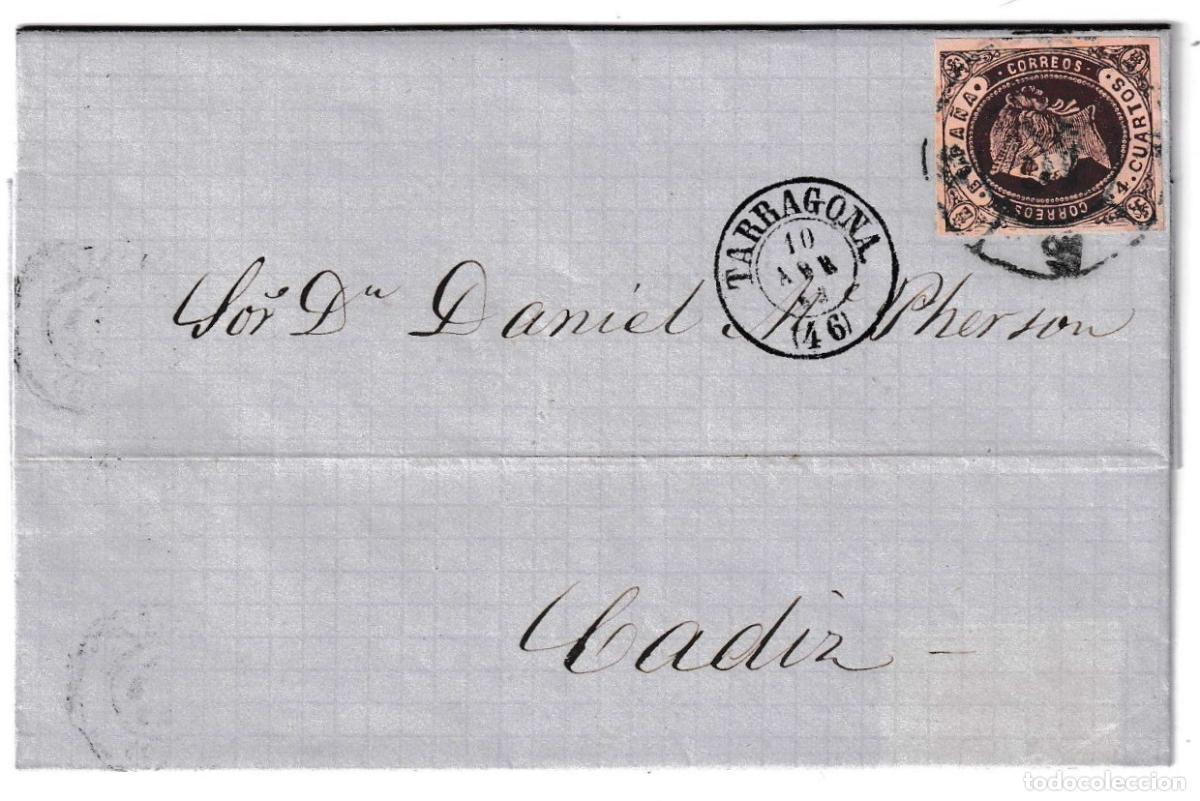 Sellos: 1863. Carta de Tarragona a C&aacute;diz