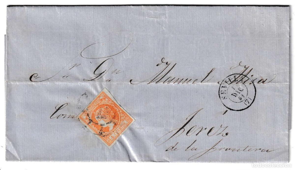 Sellos: 1861. Carta de Sevilla a Jerez de la Frontera