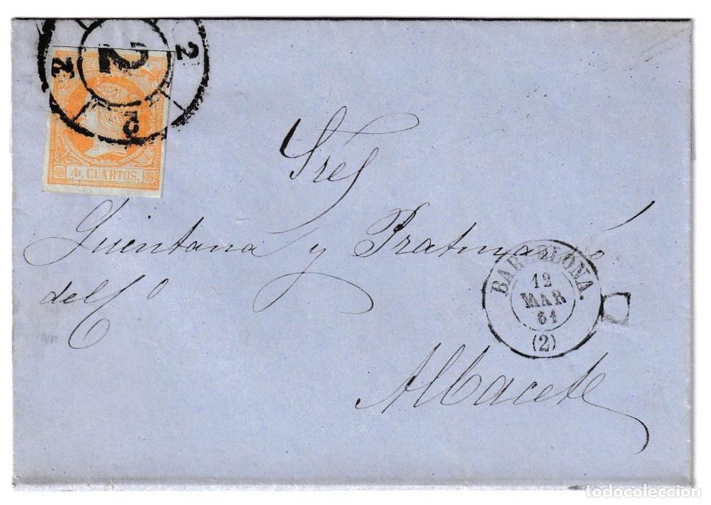 Sellos: 1861. Envuelta de Barcelona a Albacete