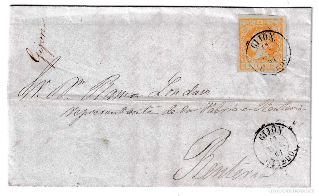 Sellos: 1861. Carta de Gij&oacute;n a Renter&iacute;a