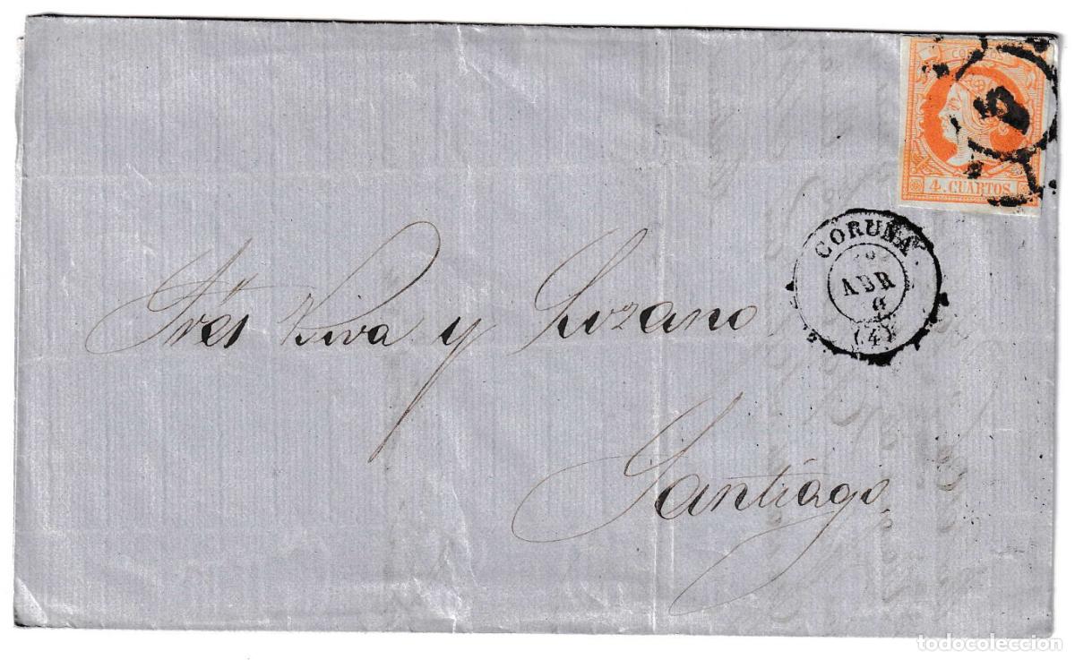 Sellos: 1860. Carta de Coru&ntilde;a a Santiago