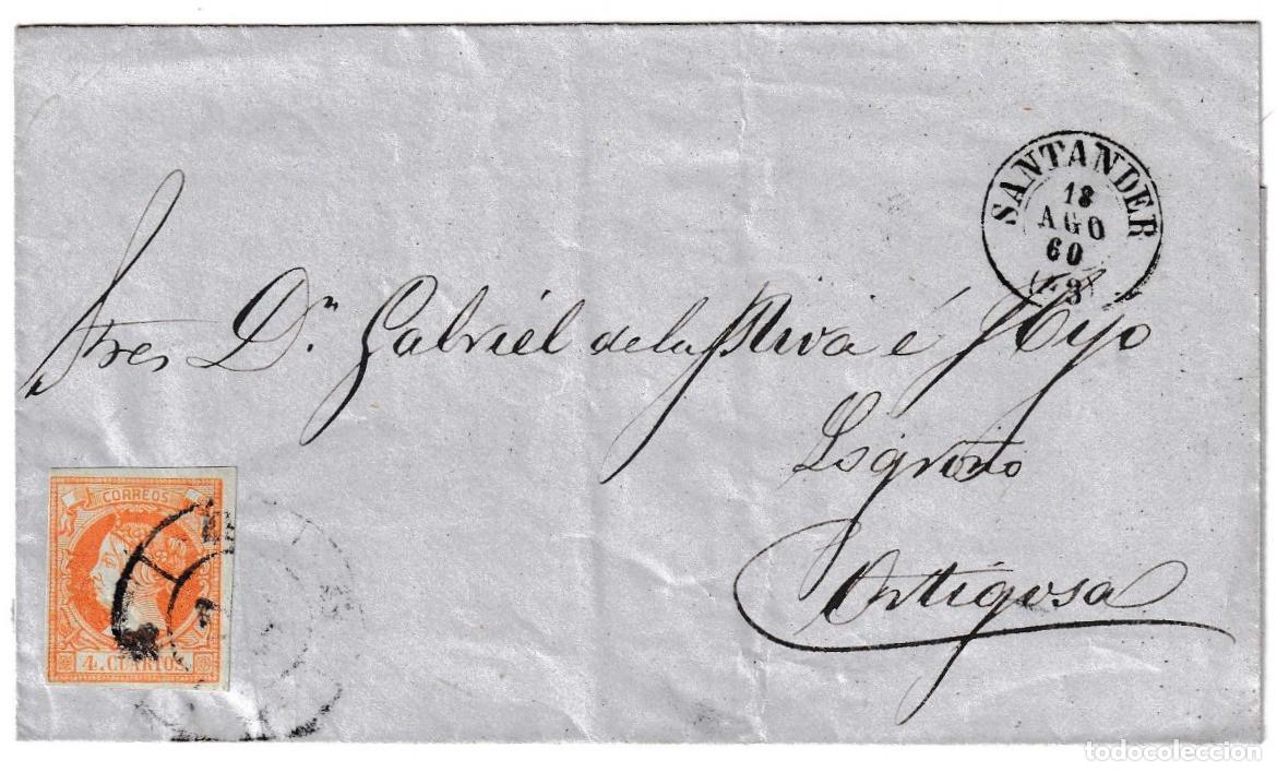 Sellos: 1860. Envuelta de Santander a Ortigosa