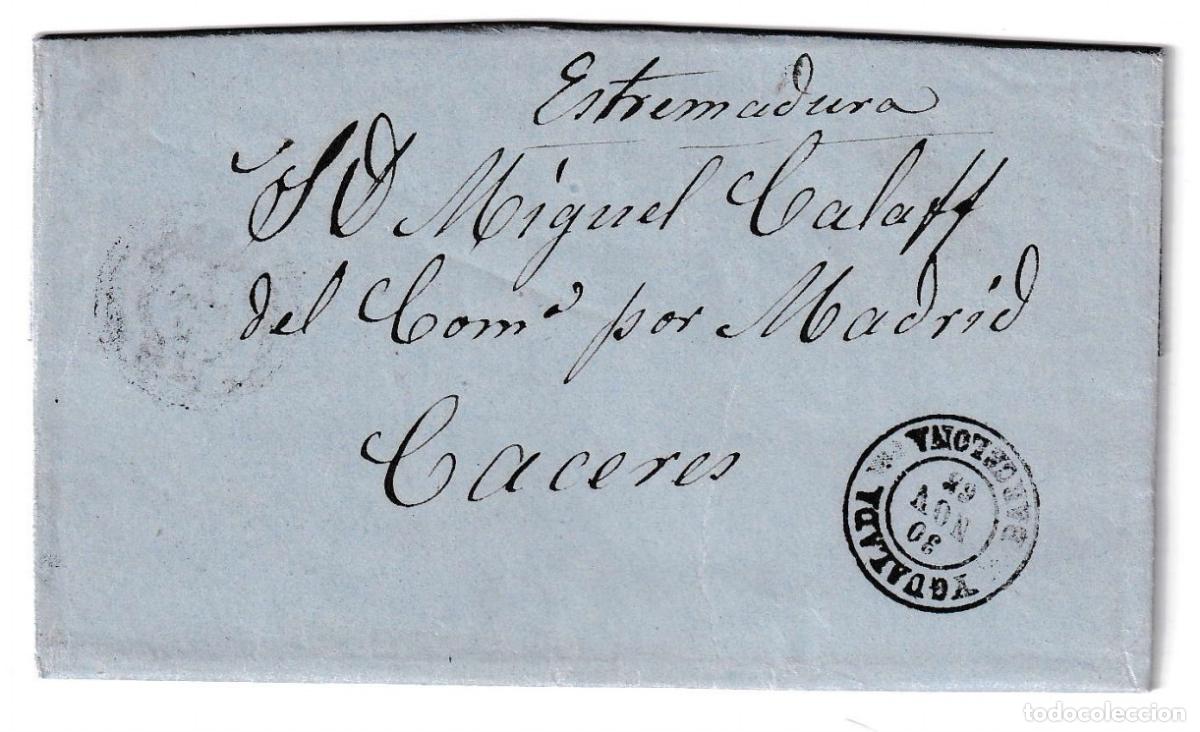 Sellos: 1865. Carta de Igualada a C&aacute;ceres