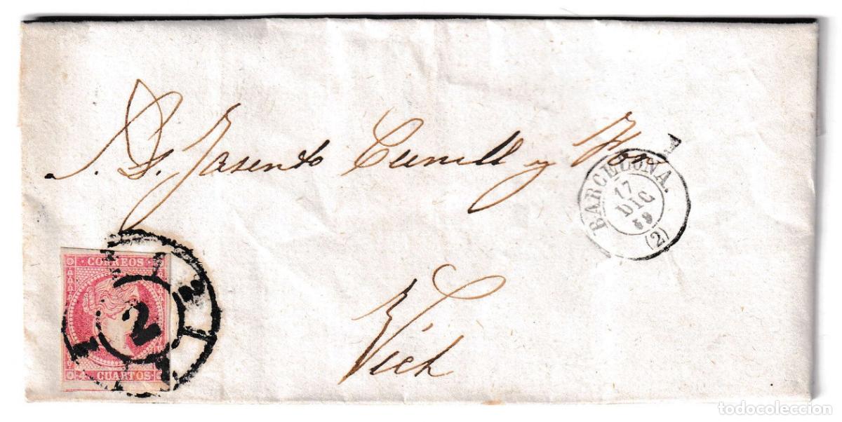 Sellos: 1859. Carta de Sabadell a Vich