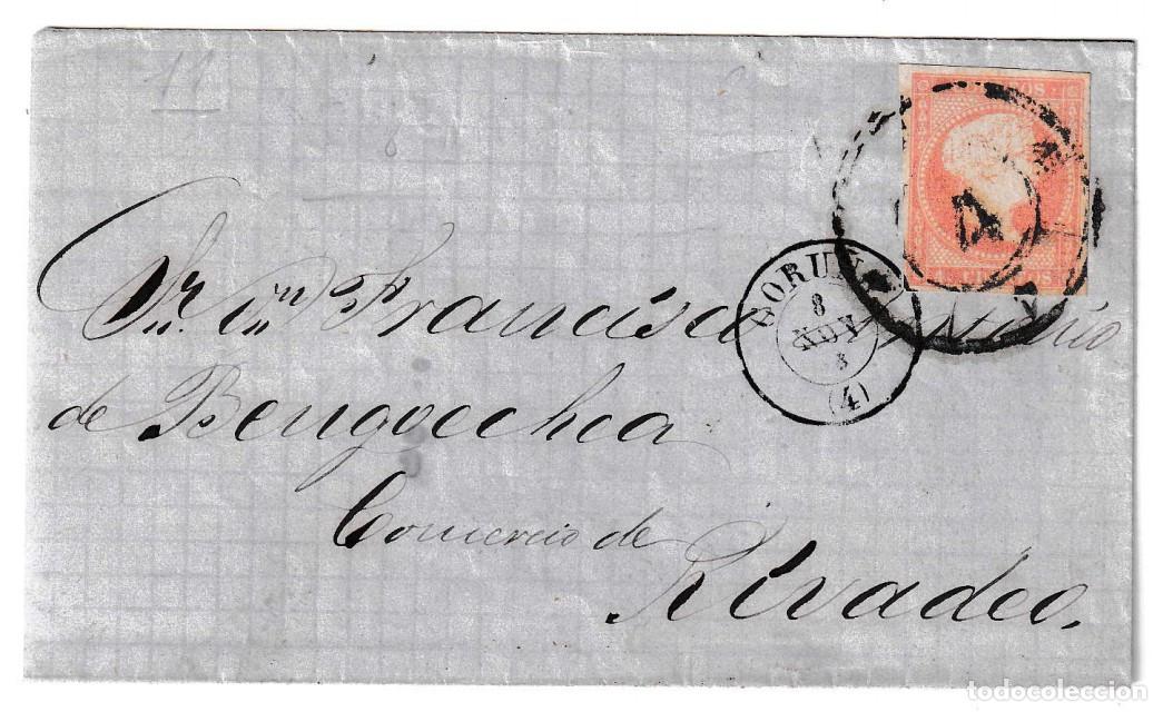 Sellos: 1858. Envuelta de Coru&ntilde;a a Ribadeo