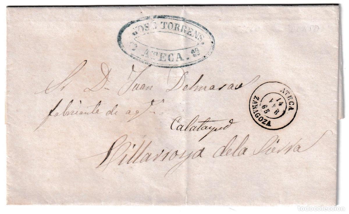 Sellos: 1865. Carta de Ateca a Villarroya de la Sierra