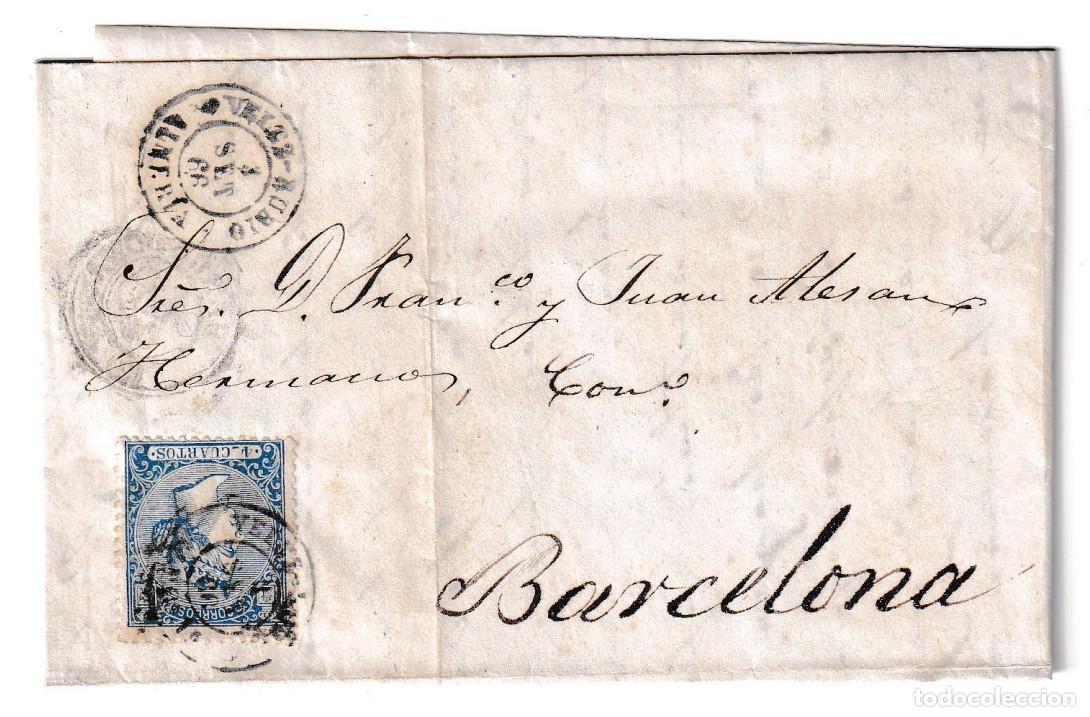 Sellos: 1866. Carta de Velez-Rubio a Barcelona