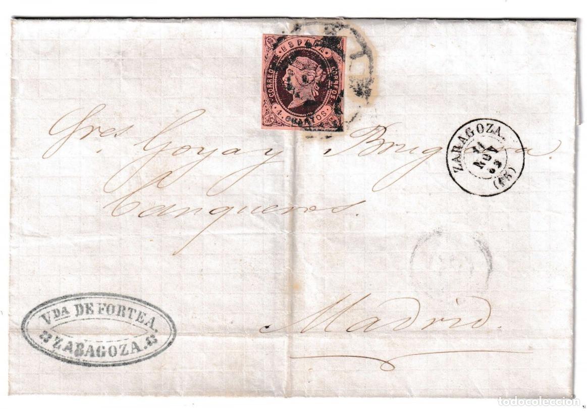 Sellos: 1863. Envuelta de Zaragoza a Madrid
