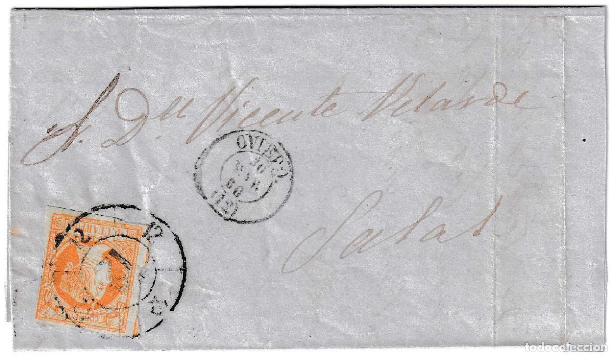 Sellos: 1860. Envuelta de Oviedo a Salas