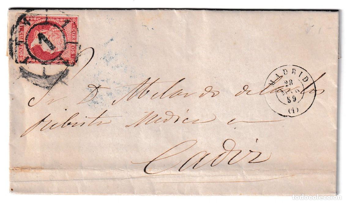 Sellos: 1859. Carta de Madrid a C&aacute;diz