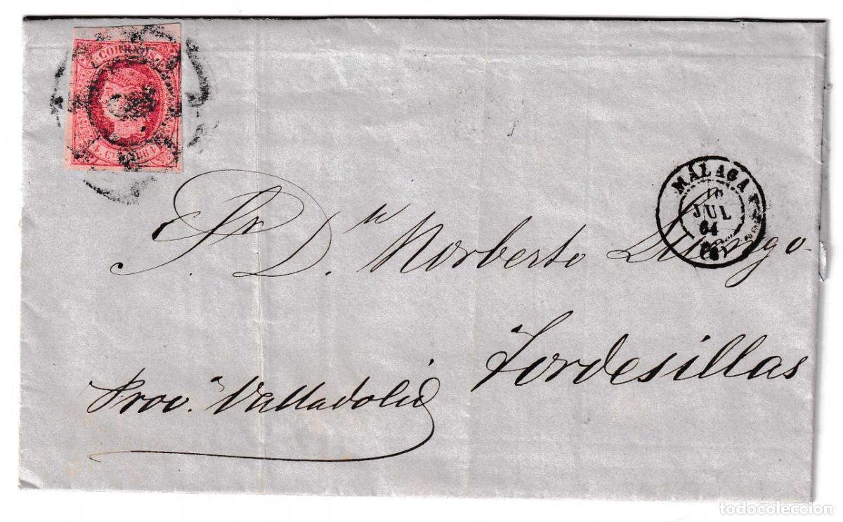 Sellos: 1864. Carta de M&aacute;laga a Tordesillas