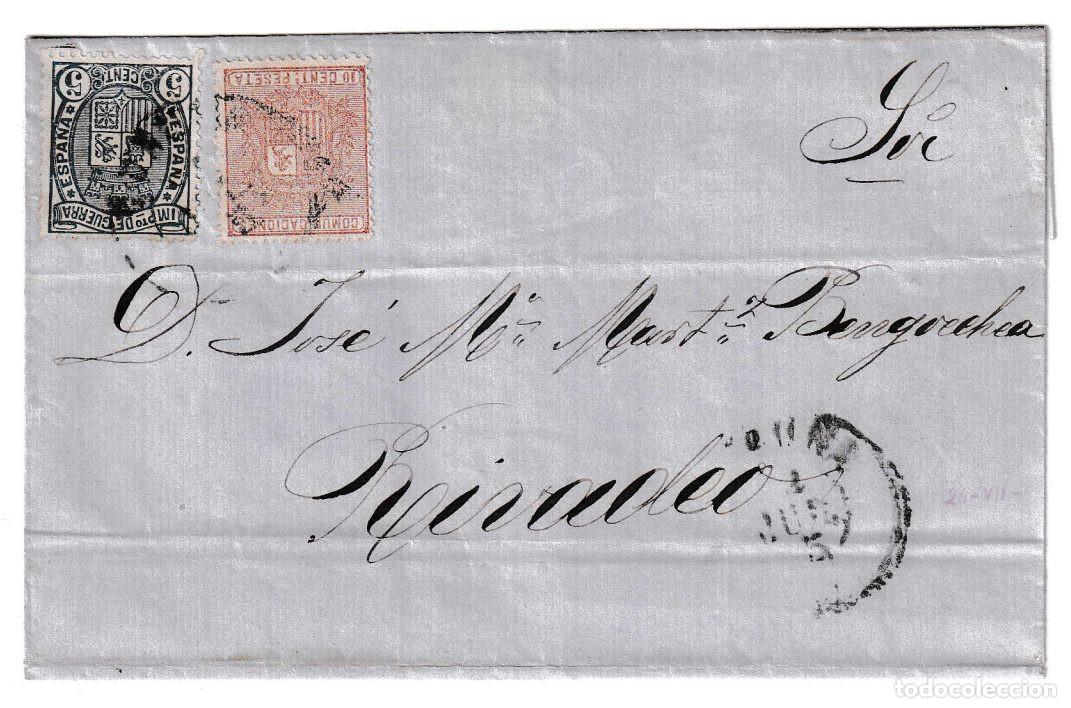 Sellos: 1875. Envuelta de Coru&ntilde;a a Ribadeo