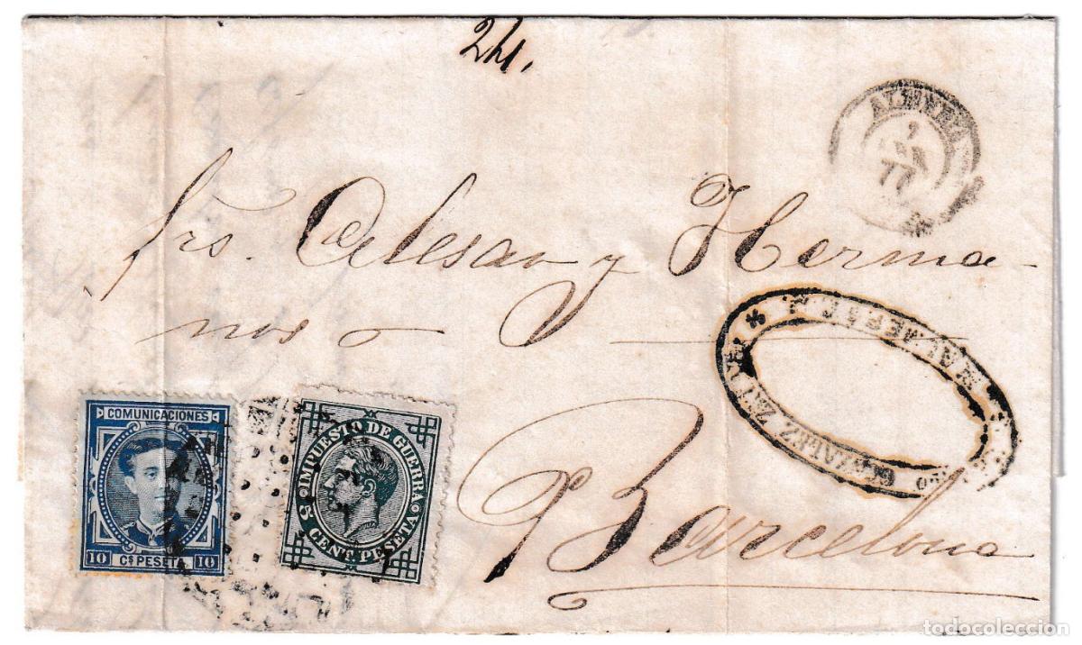 Sellos: 1877. Envuelta de Almer&iacute;a a Barcelona
