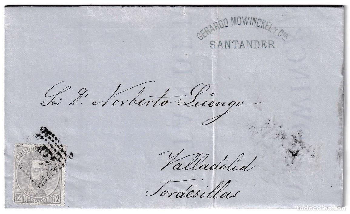 Sellos: 1872. Carta de Santander a Tordesillas
