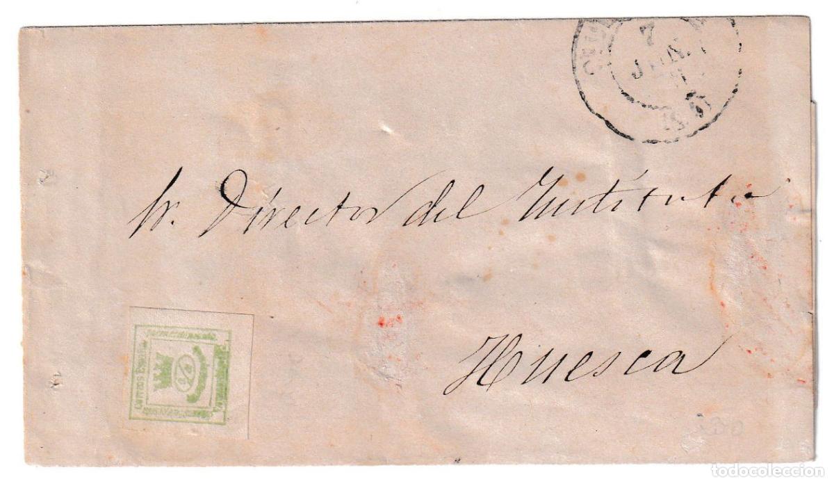 Sellos: 1875. Envuelta de Ciudad Real a Huesca