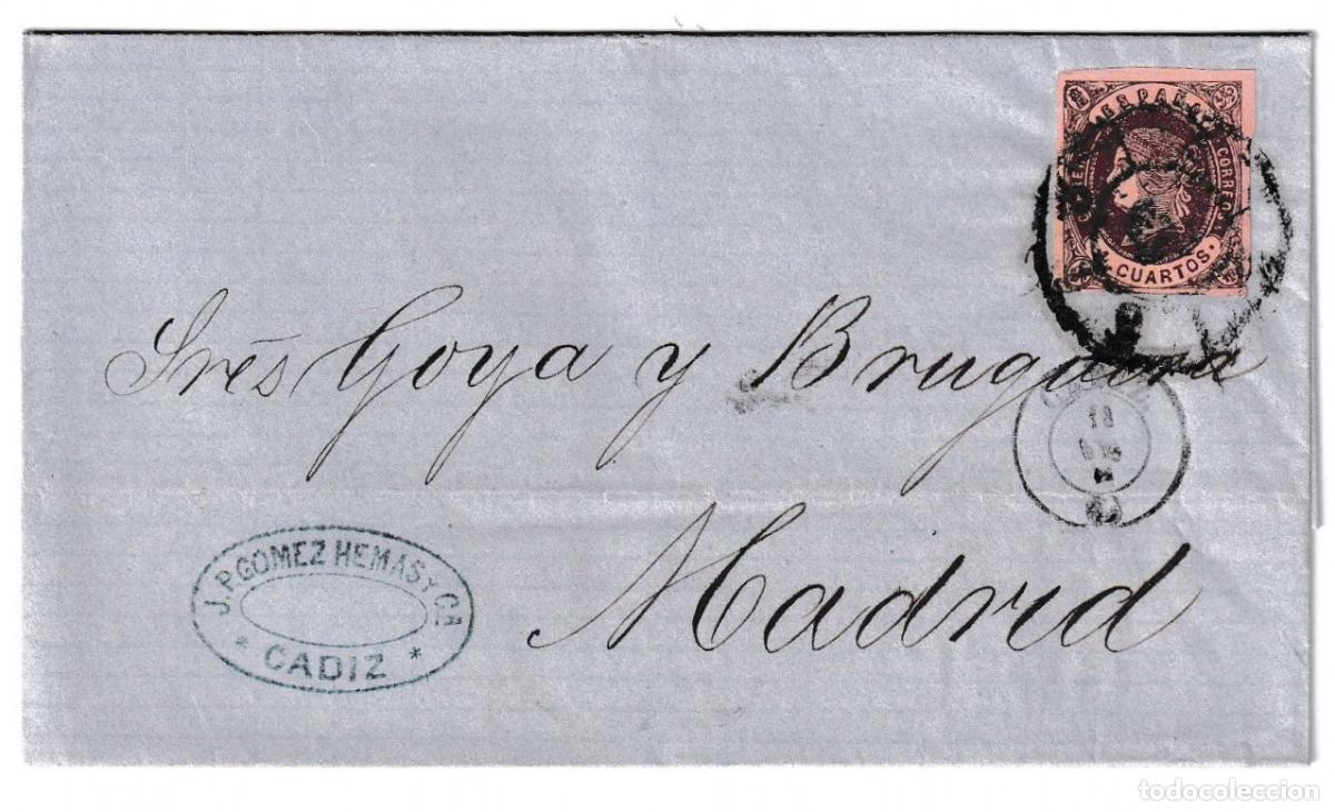 Sellos: 1863. Carta de C&aacute;diz a Madrid