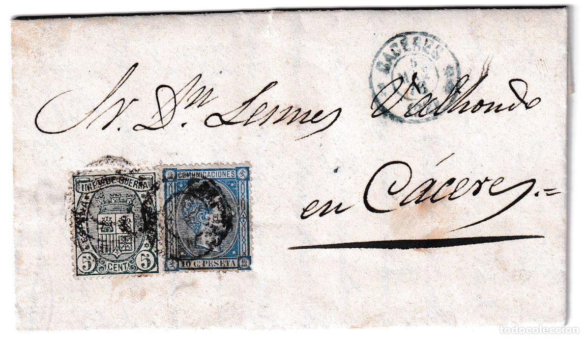Sellos: 1876. Carta de Barranco a C&aacute;ceres