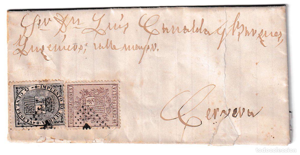 Sellos: 1874. Carta de L&eacute;rida a Cervera