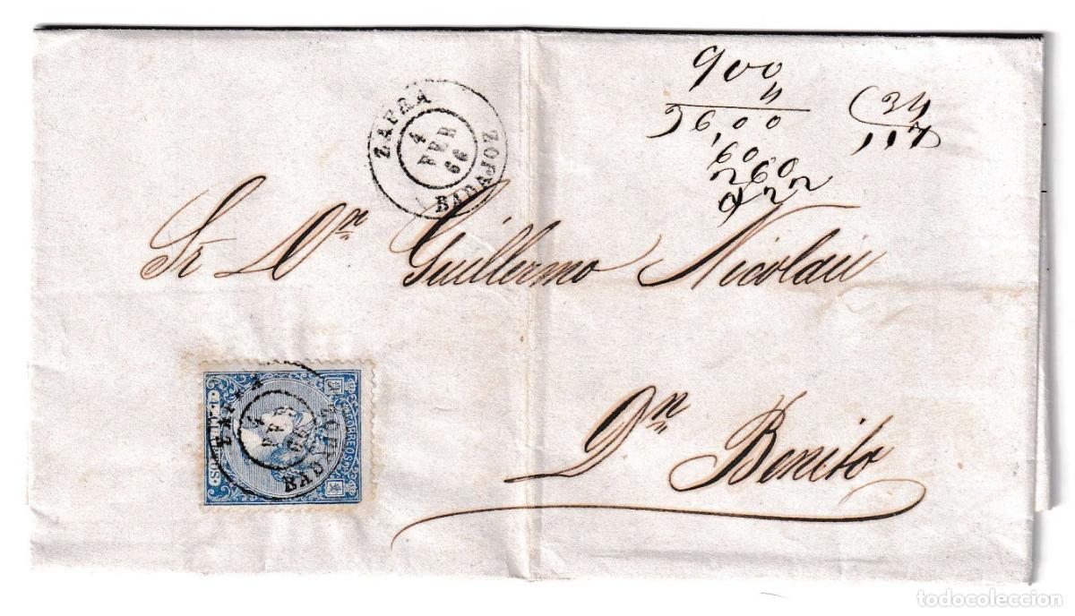 Sellos: 1866. Carta de Zafra a Don Benito