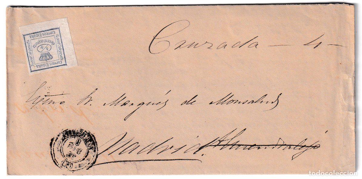 Sellos: 1872. Carta impresa de Badajoz a Madrid