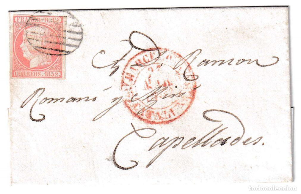 Sellos: 1852. Envuelta de Barcelona a Capellades