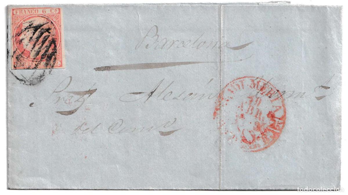 Sellos: 1852. Carta de Almer&iacute;a a Barcelona