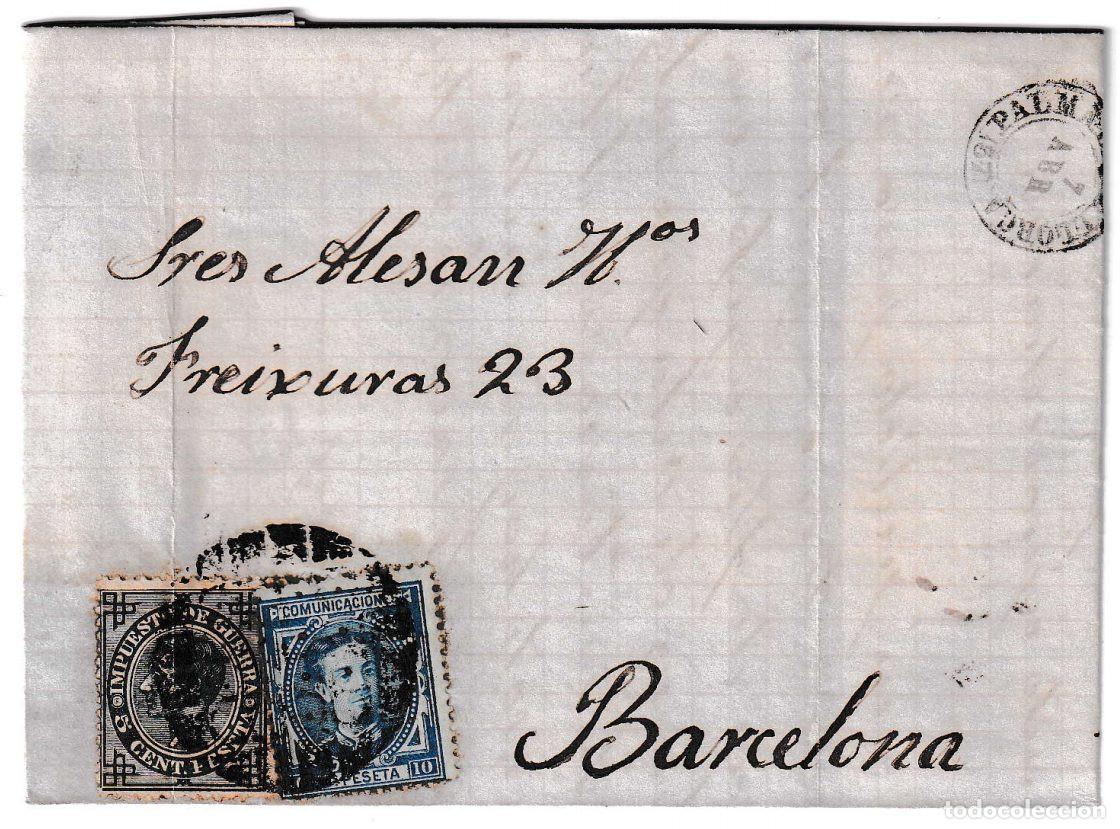 Sellos: 1877. Carta de Palma de Mallorca a Barcelona