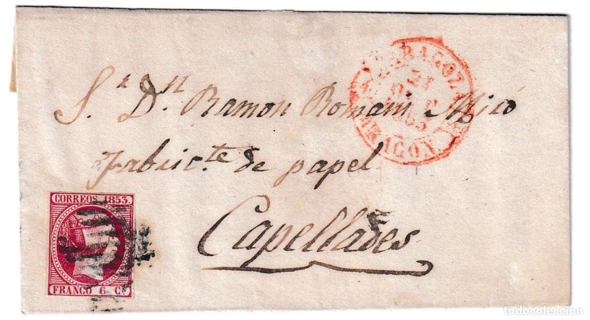 Sellos: 1853. Envuelta de Badajoz a Capellades