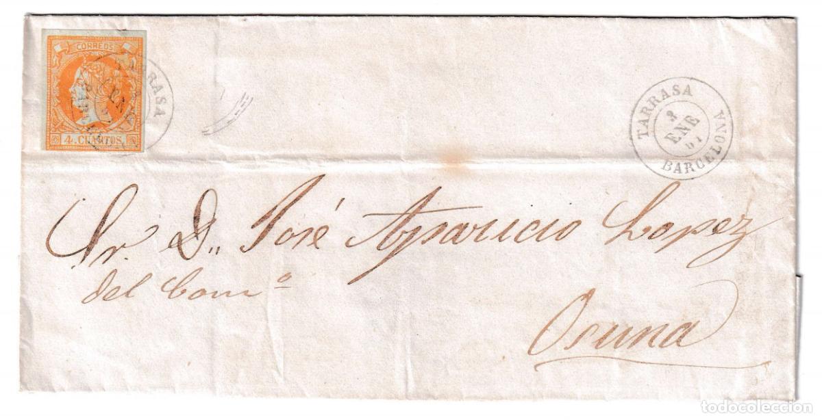 Sellos: 1861. Envuelta de Tarrasa a Osuna