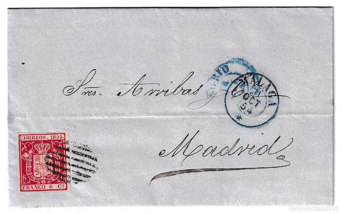 Sellos: 1854. Carta de M&aacute;laga a Madrid