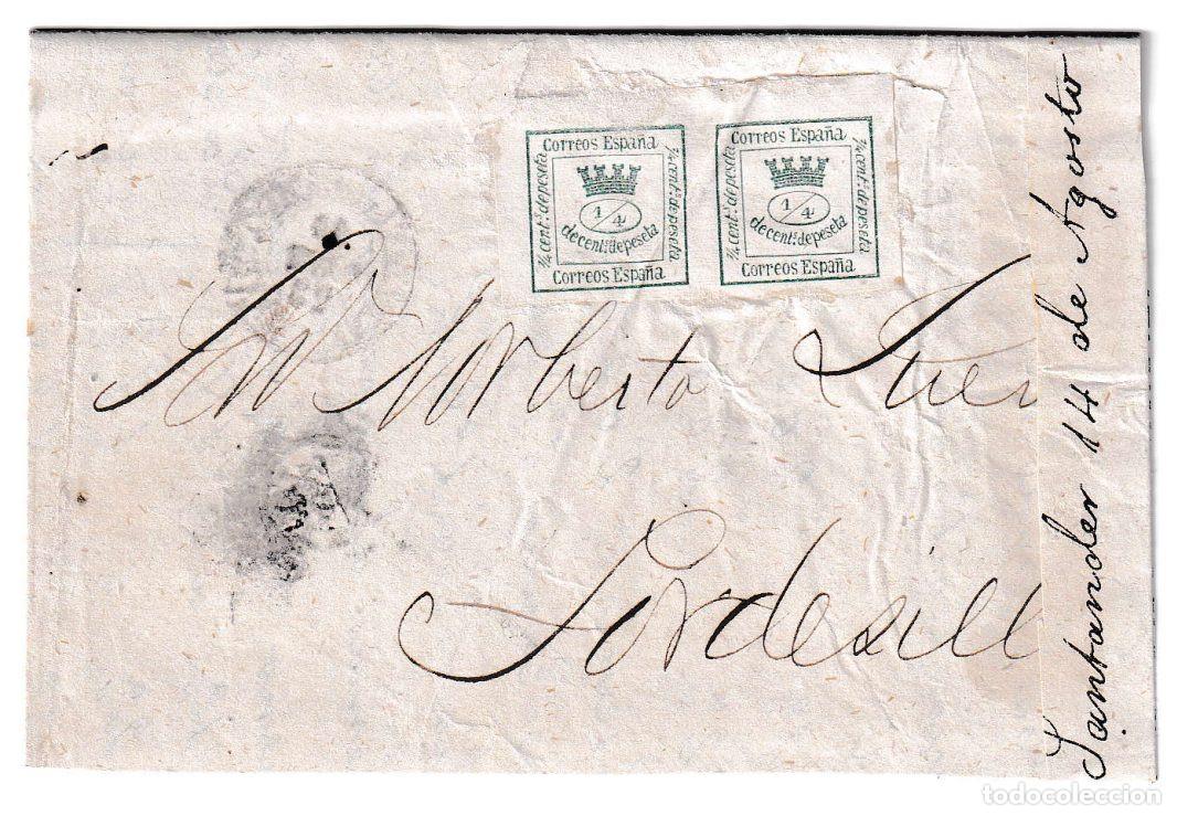 Sellos: 1873. Carta de Santander a Tordesillas