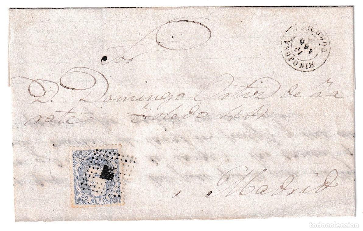 Sellos: 1872. Envuelta de Hinojosa a Madrid