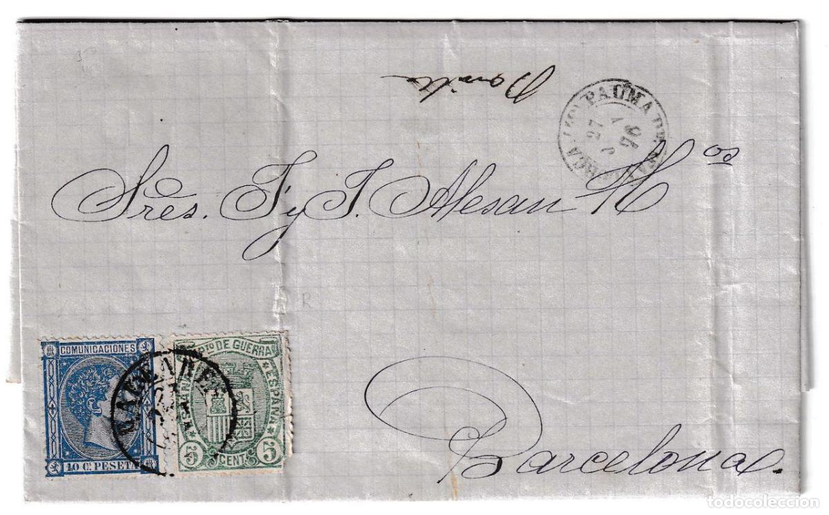 Sellos: 1876. Carta de Palma de Mallorca a Barcelona