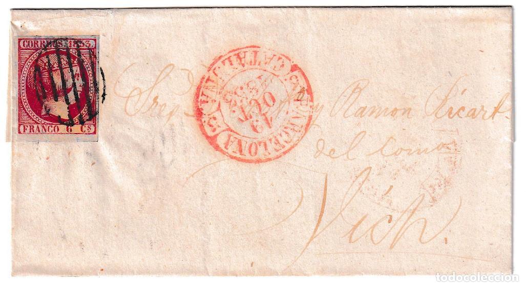 Sellos: 1853. Envuelta de Barcelona a Vich