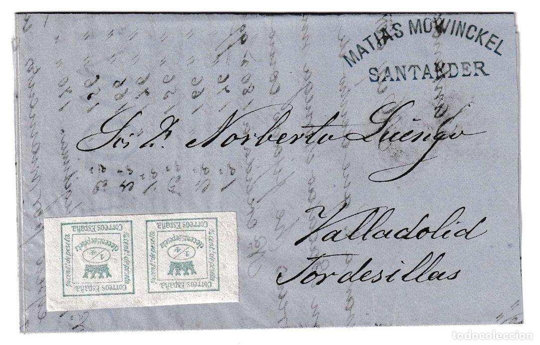 Sellos: 1874. Carta de Santander a Tordesillas
