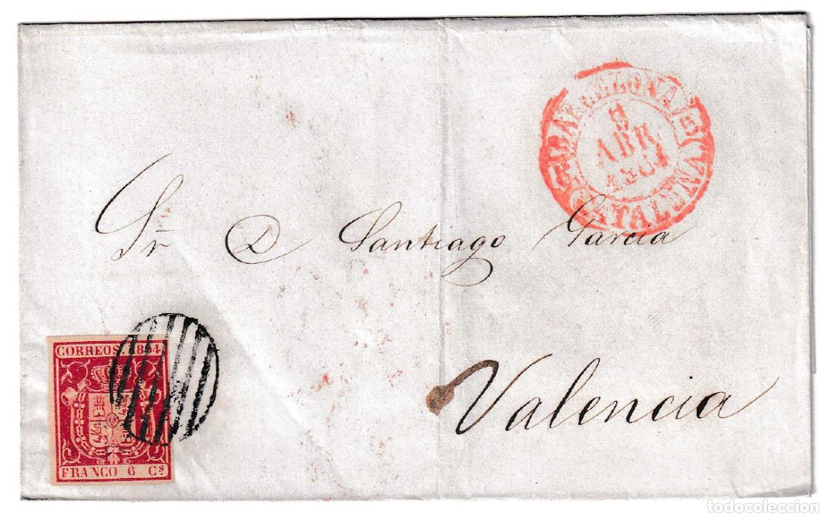Sellos: 1854. Envuelta de Barcelona a Valencia